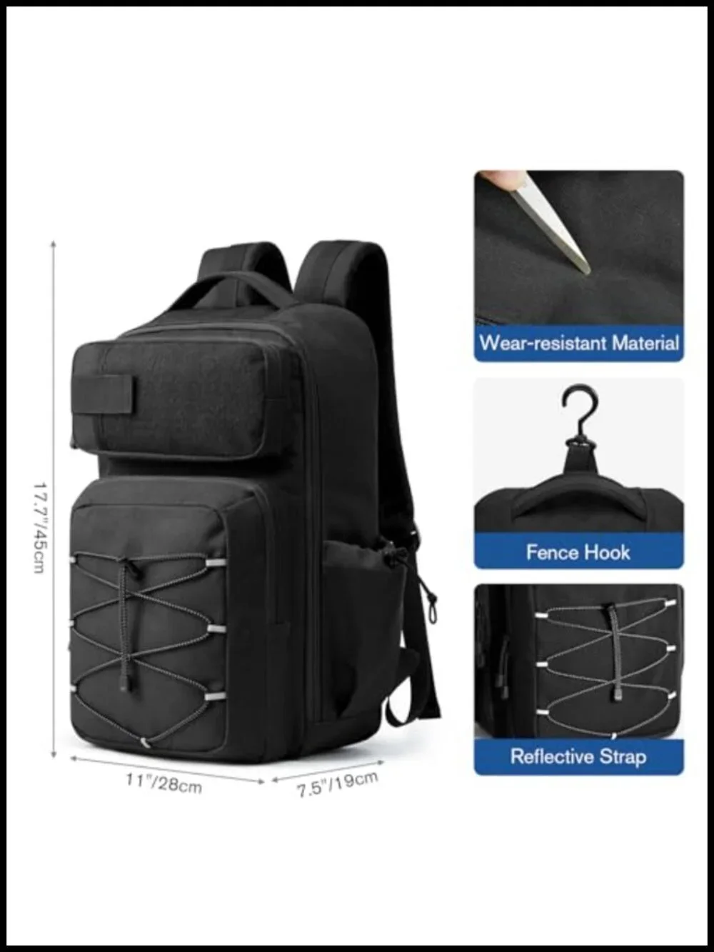 Large Pickleball Backpack Fits 2-6 Paddles Tactical Style with Fence Hook